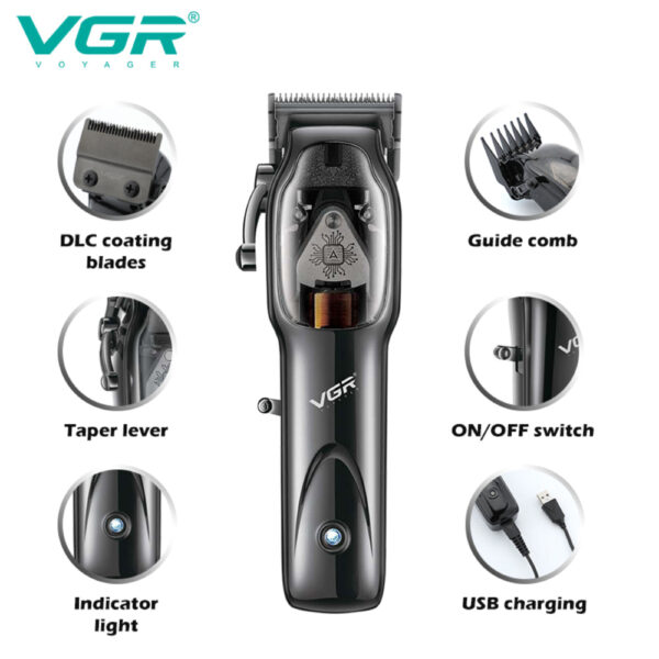 VGR V-653 Hair Clipper Professional Barber Hair Cutting Machine Electric Hair Trimmer Adjustable Haircut Machine Clipper for Men - Image 4