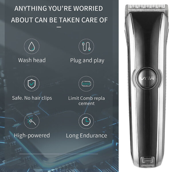 VGR V-288 Hair Clipper Professional Hair Cutting Machine Hair Trimmer Adjustable Cordless Rechargeable - Image 4