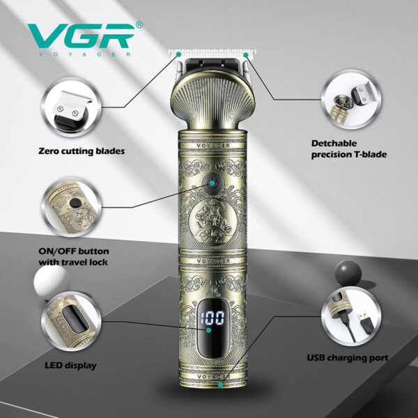 Original VGR V-962 Metal Professional Hair Beard Clipper For Men Grooming Rechargeable Hair Trimmer Electric Hair Cutting Machine - Image 2