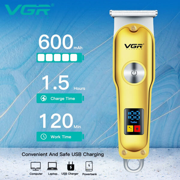 VGR V-290 Mini Hair Cutting Machine Cordless Electric Hair Clipper Professional Bald Haircut Machine Barber Hair Trimmer for Men - Image 2