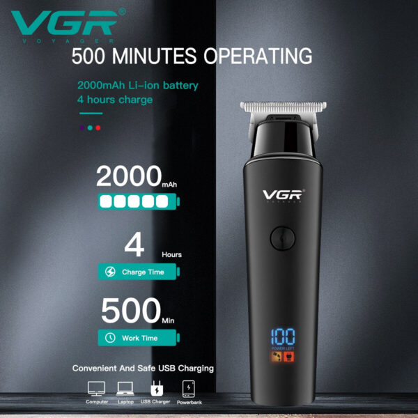 Original VGR V-937 Professional Electric Hair Trimmer Cordless Beard & Hair Clipper For Men Hair Cutter Machine Rechargeable Set - Image 4