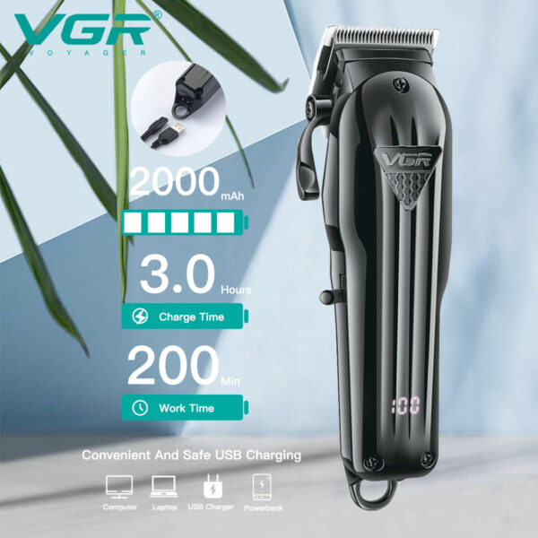 VGR V-282 Hair Trimmer Rechargeable Trimmer Professional Haircut Machine Adjustable Haircut Machine Cordless Trimmer for Men - Image 3