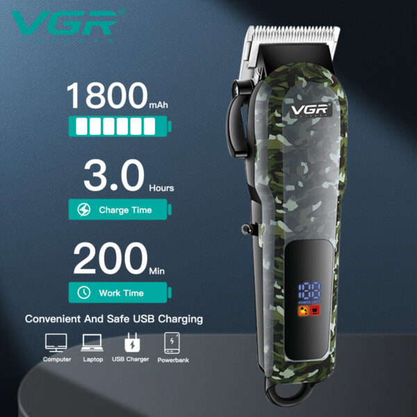 VGR V-665 Hair Clipper Professional Hair Trimmer Adjustable Hair Cutting Machine Electric Barber Digital Display Clipper for Men - Image 5