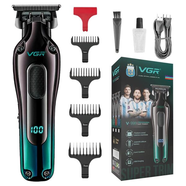 VGR V-998 Professional Cord/Cordless Hair Trimmer for Men - Titanium-Coated Stainless Steel Blades