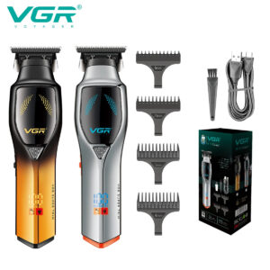 VGR V 187 USB Charging Hair Clipper Professional Cordless Electric Men's Shaving Gradient Intelligent Digital Push Clipper v-187