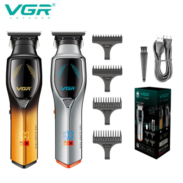 VGR V 187 USB Charging Hair Clipper Professional Cordless Electric Men's Shaving Gradient Intelligent Digital Push Clipper v-187