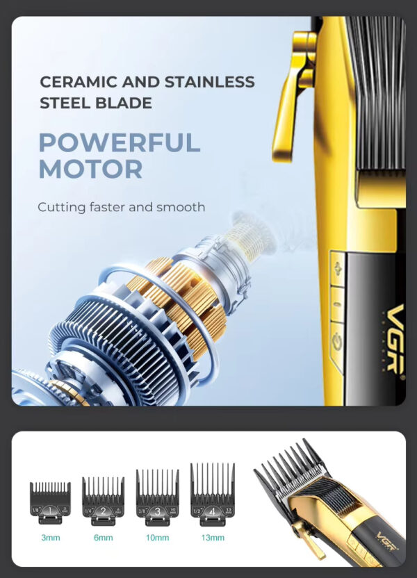 VGR Professional Trimmer Hair Clipper Cordless Hair Beard Trimmer Men's Electric Hair Trimmer Rechargeable Adjustable Set V-177 clipper shaver - Image 4