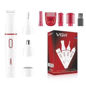 VGR v-725 Women 4 in 1 Waterproof Lady Shaver Rechargeable Mini Electric Nose and Ear Trimmer Facial Shaver Eyebrows Trimmer