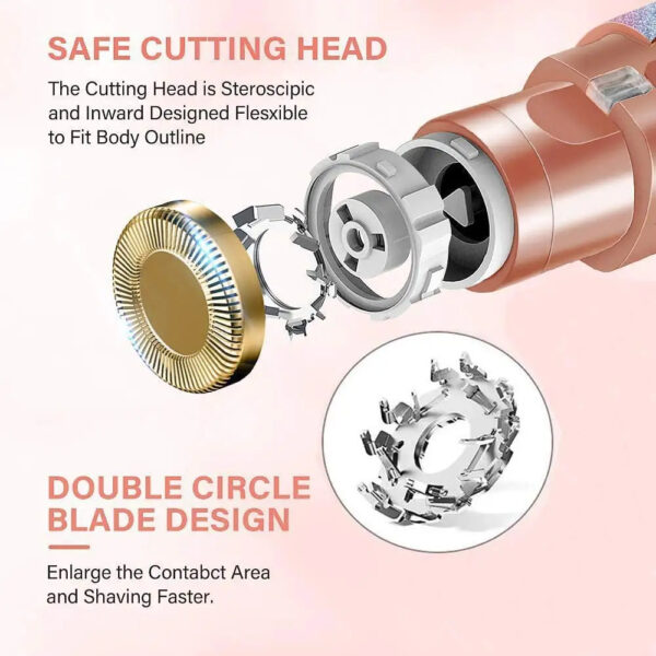2 IN 1 Rechargeable Electric Eyebrow Trimmer Epilator Female Body Facial Lipstick Shape Hair Removal Rainbow and Pink - Image 3