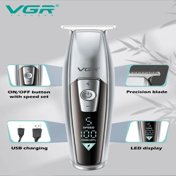 VGR V-970 5 speed adjustment Hair Trimmer Electric Hair Cutting Machine Barber Cordless Clippers Adjustable Haircut Machine Hair Trimmer for Men V-970 - Image 2