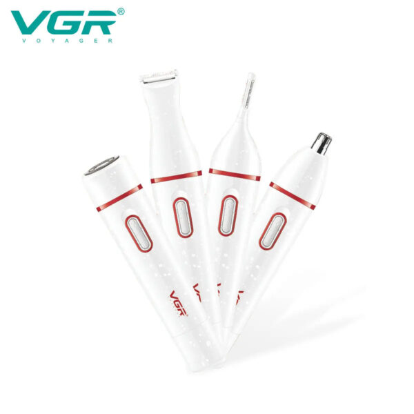 VGR v-725 Women 4 in 1 Waterproof Lady Shaver Rechargeable Mini Electric Nose and Ear Trimmer Facial Shaver Eyebrows Trimmer - Image 2