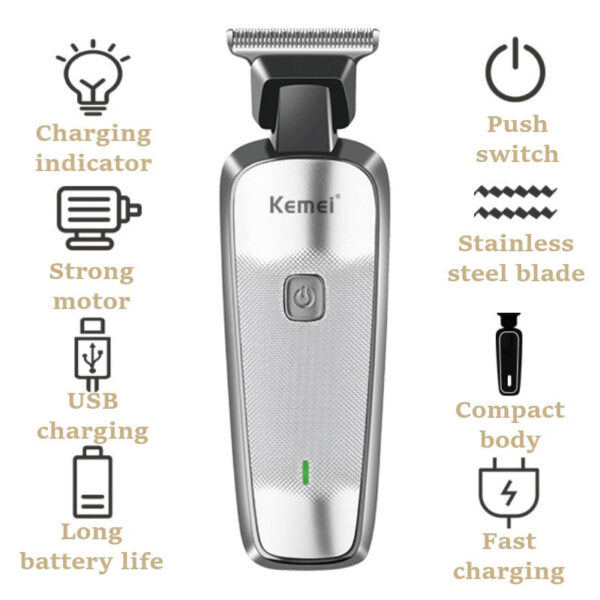 Kemei electric clipper KM-5089 aluminum alloy portable large-capacity lithium battery long-life USB fast-charge hair clipper - Image 4