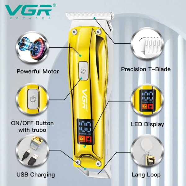 VGR Hair Clipper Electric Hair Cutting Machine Cordless Haircut Machine Rechargeable Hair Trimmer Portable Trimmer for Men V-956 - Image 6