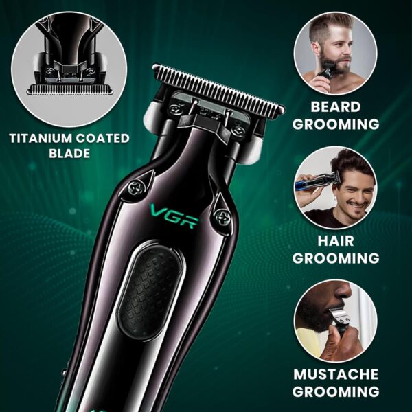 VGR V-998 Professional Cord/Cordless Hair Trimmer for Men - Titanium-Coated Stainless Steel Blades - Image 3