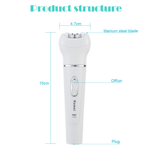 kemei 5 in 1 female epilator lady shaver depilador shaver callus remover cleansing brush massager hair electric removal - Image 5