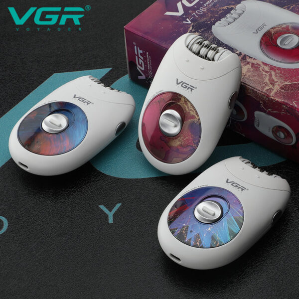 VGR V-706 Hair Removal Machine Electric Professional Rechargeable Lady Epilator - Image 3