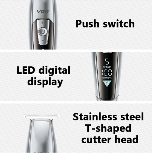VGR V-970 5 speed adjustment Hair Trimmer Electric Hair Cutting Machine Barber Cordless Clippers Adjustable Haircut Machine Hair Trimmer for Men V-970 - Image 3