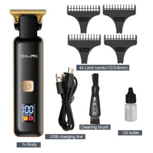 DALING DL-1571 USB Low Noise Professional Cordless Portable Men's Hair Cut Clipper WITH LED Barber Machines Rechargeable Hair TrimmeR