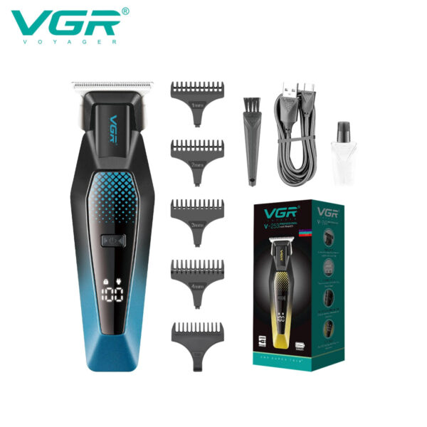 VGR V 253 Professional Hair Trimmer Barber Hair Clipper Electric Man Hair Cutting Adjustable Cordless LED Men's Hair Trimmer V-253 - Image 4