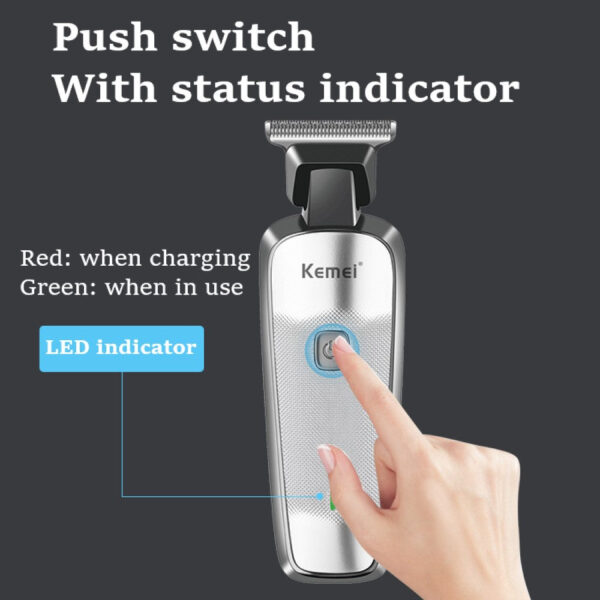 Kemei electric clipper KM-5089 aluminum alloy portable large-capacity lithium battery long-life USB fast-charge hair clipper - Image 3