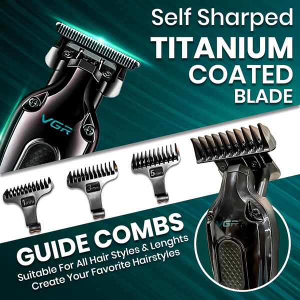VGR V-998 Professional Cord/Cordless Hair Trimmer for Men - Titanium-Coated Stainless Steel Blades - Image 5