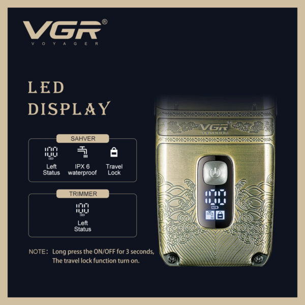 VGR Hair Trimmer Cordless Hair Cutting Machine Electric Shaver Professional Hair Clipper Barber Bald Head Trimmer for Men V-649 - Image 3