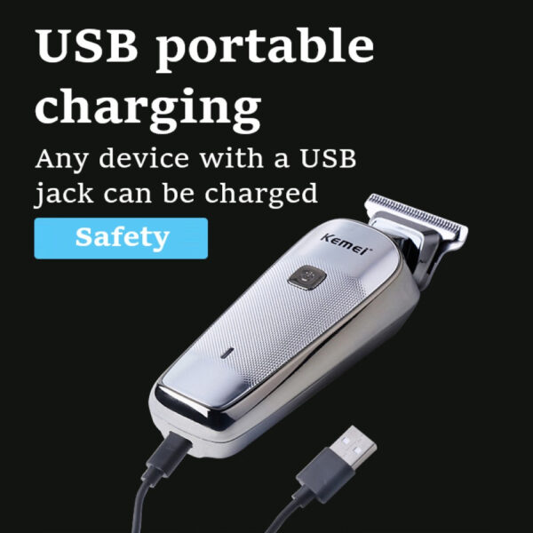 Kemei electric clipper KM-5089 aluminum alloy portable large-capacity lithium battery long-life USB fast-charge hair clipper - Image 2