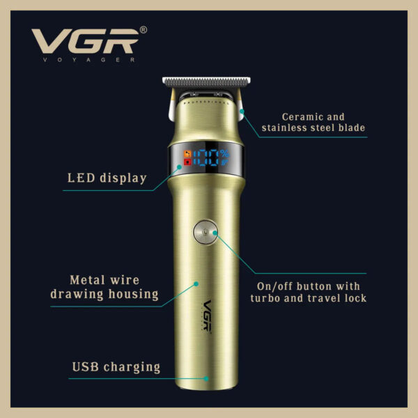 VGR v 991 Hair Trimmer Professional Hair Clipper LED Rechargeable Clipper Barber Travel Lock Clipper Electric Trimmer for Men v-991 - Image 3