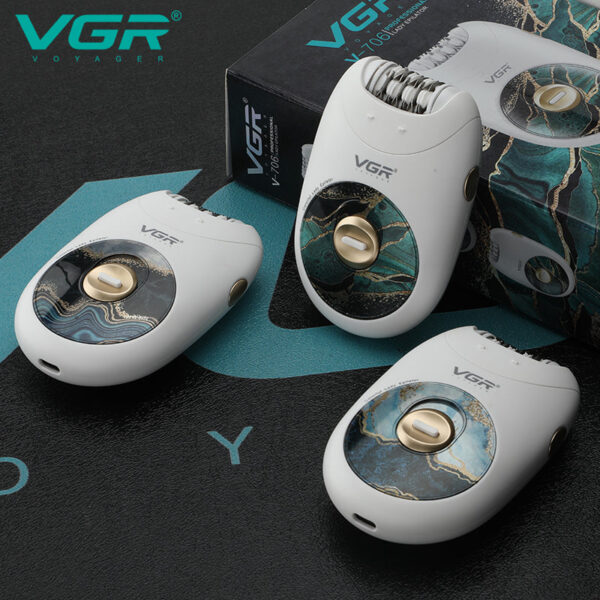 VGR V-706 Hair Removal Machine Electric Professional Rechargeable Lady Epilator - Image 4