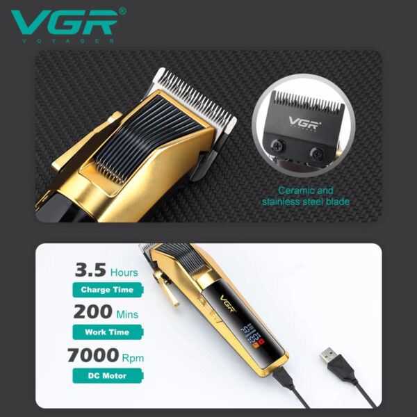 VGR Professional Trimmer Hair Clipper Cordless Hair Beard Trimmer Men's Electric Hair Trimmer Rechargeable Adjustable Set V-177 clipper shaver - Image 3