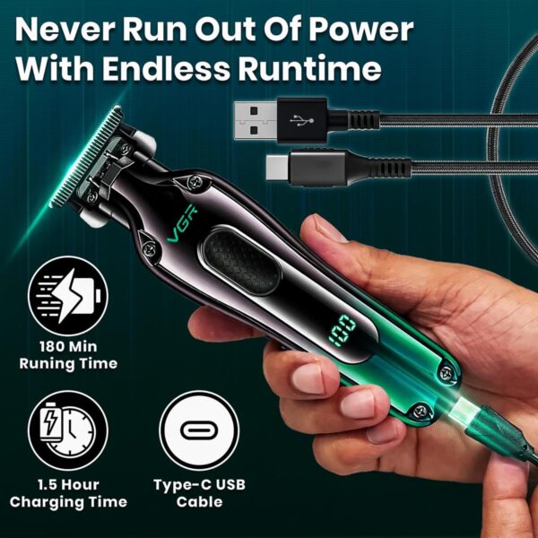VGR V-998 Professional Cord/Cordless Hair Trimmer for Men - Titanium-Coated Stainless Steel Blades - Image 6