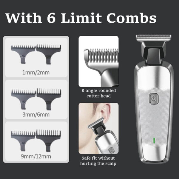 Kemei electric clipper KM-5089 aluminum alloy portable large-capacity lithium battery long-life USB fast-charge hair clipper - Image 5