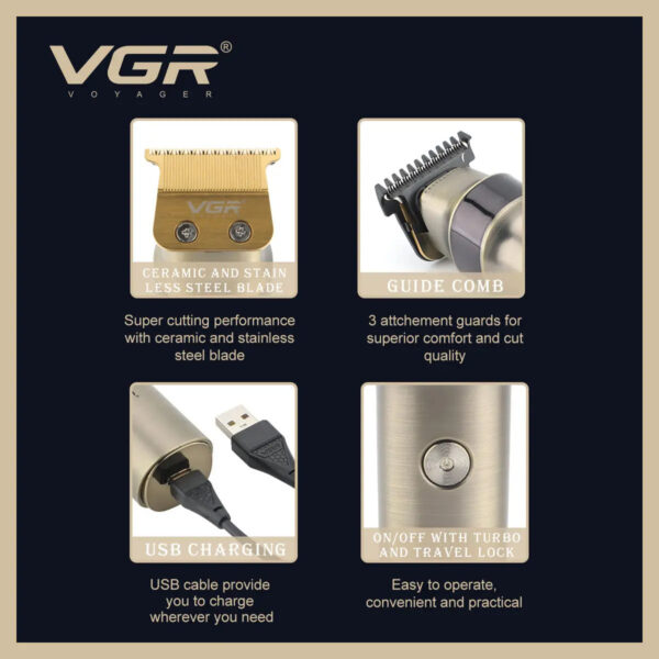 VGR v 991 Hair Trimmer Professional Hair Clipper LED Rechargeable Clipper Barber Travel Lock Clipper Electric Trimmer for Men v-991 - Image 5