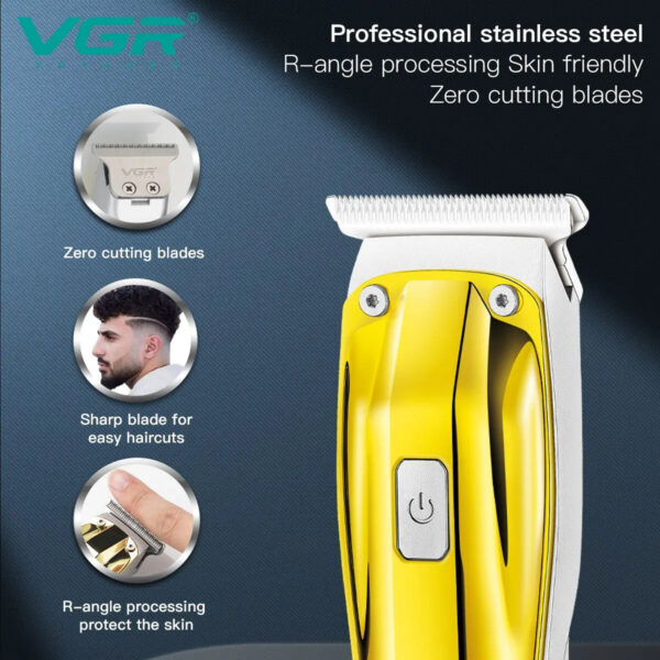 VGR Hair Clipper Electric Hair Cutting Machine Cordless Haircut Machine Rechargeable Hair Trimmer Portable Trimmer for Men V-956 - Image 4