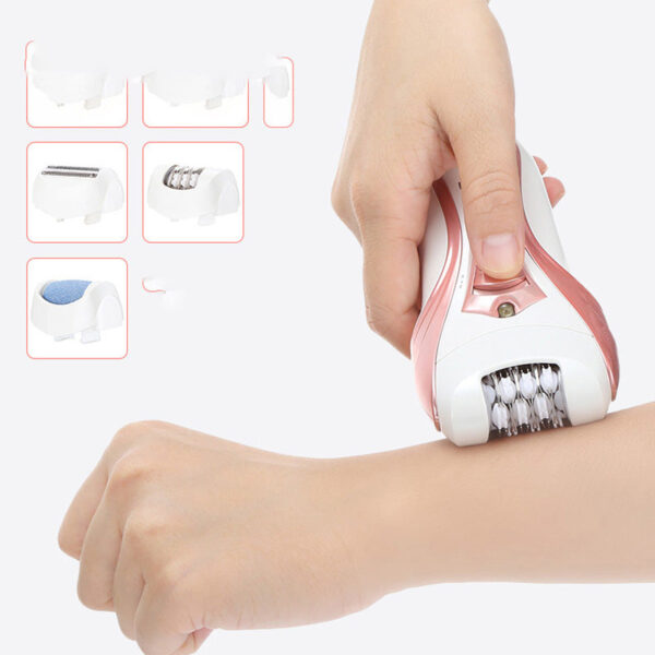 Kemei km-3010 Rechargeable Electric Epilator 3 In 1 Women Shaver Hair Removal Trimmer Bikini Depilatory Legs Body Foot File Pedicure - Image 4