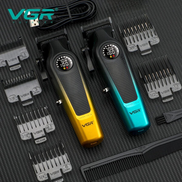 VGR Hair Clipper Professional Trimmer Adjustable Hair Cutting Machine Rechargeable Clipper LED Haircut Clipper for Men V-196 - Image 2