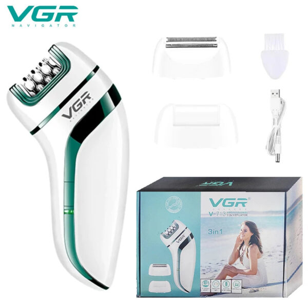 VGR New Full Body Washable 3-in-1 Multi-function USB Rechargeable Electric Shaving and Plucking Device V-713 for Face and Body epilator - Image 4