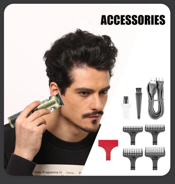 VGR V 296 Magnetic Motor Salon USB Hair Clipper Cordless Rechargeable Metal Carving Scissor Professional Men's Hair Clipper V-296 - Image 3