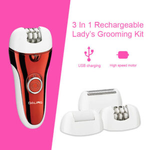 DALING DL-6016 Epilator for Women with 3 in 1 Cordless Electric Razor for Women, Easy to use, Rechargeable, 2 speeds Setting, Hair Remover Shavor for Facial, Bikini Leg Armpit, Body Lips Trimmer 90 min Runtime 1 Length Settings